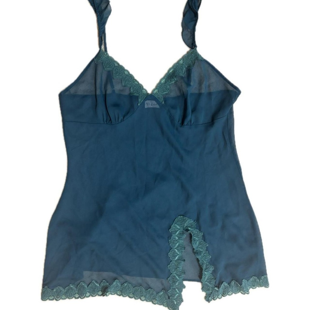 Teal Lace Trim Slip Dress